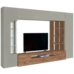 Parete attrezzata 290x190h cm moderna tortora rovere Zenith
