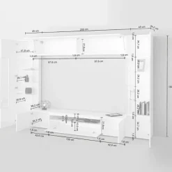 Parete attrezzata 290x190h cm moderna 2 vetrine tortora rovere Zenith 2