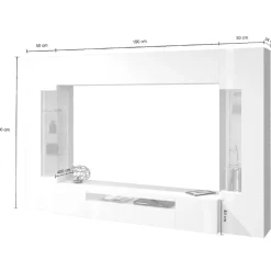 Parete attrezzata 290x190h cm moderna 2 vetrine tortora rovere Zenith 2