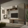 Parete attrezzata 295x195h cm moderna beige marrone rovere scuro Sunset 64