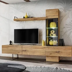 Parete attrezzata 240x170h cm moderna soggiorno rovere antico Dalì