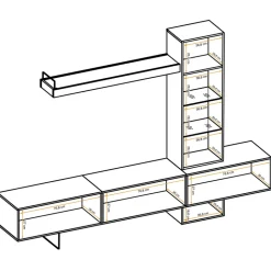 Parete attrezzata 240x170h cm moderna soggiorno rovere antico Dalì