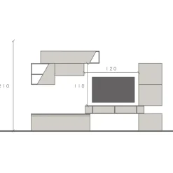 Parete attrezzata 310x210h cm moderna bianco lucido grigio chiaro Sunset 92