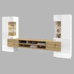 Parete attrezzata 270x143h cm moderna bianco rovere Maserati