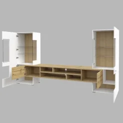 Parete attrezzata 270x143h cm moderna bianco rovere Maserati