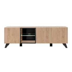 Parete attrezzata 340x192h cm moderna noce con stampa nera Mendes 2