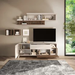 Parete attrezzata 181x205h cm moderna beige rovere scuro Witty
