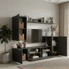 Parete attrezzata 210x161h cm moderna soggiorno antracite Cinematic