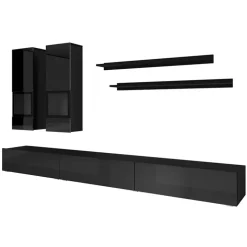 Parete attrezzata 270x176h cm moderna nero Emotion Gihome®