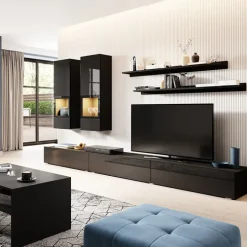 Parete attrezzata 270x176h cm moderna nero Emotion Gihome®