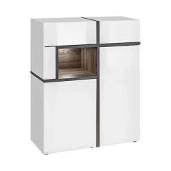 Parete attrezzata 310x197h cm moderna bianco lucido Mackay Gihome®