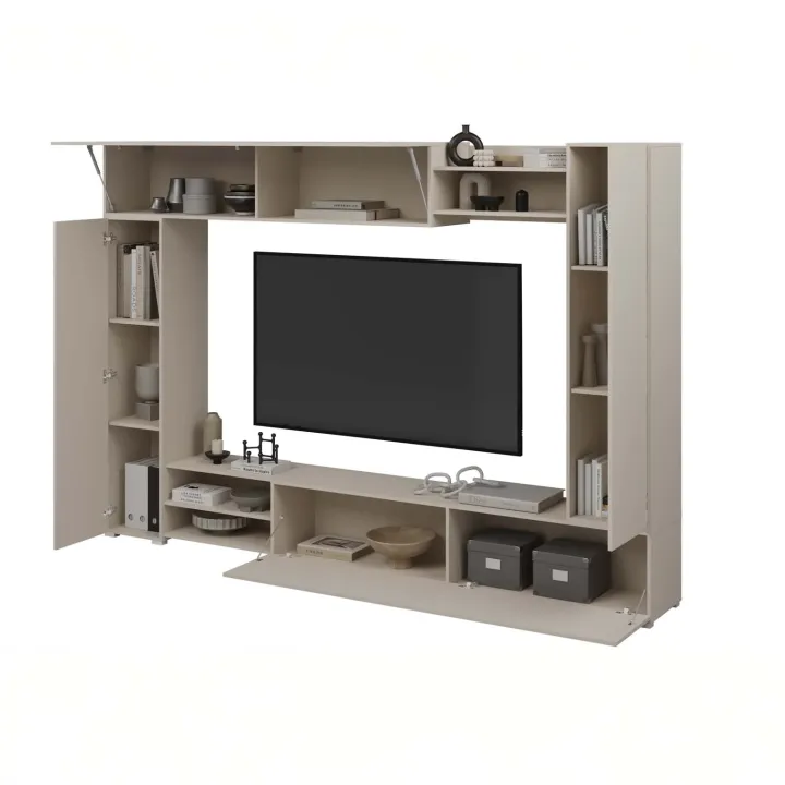 Parete attrezzata 270x185h cm moderna beige cashmere Calima