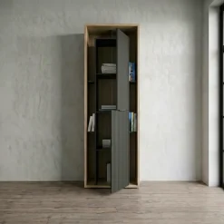 Parete attrezzata 310x201h cm moderna cannettato rovere nero Savona
