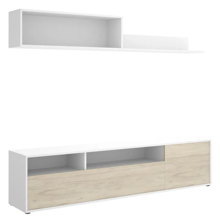 Parete attrezzata 180x200h cm moderna bianco rovere Tava