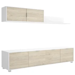 Parete attrezzata 200x200h cm moderna bianco rovere Boxy