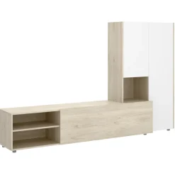 Parete attrezzata 227x141h cm moderna bianco rovere Fold