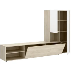 Parete attrezzata 227x141h cm moderna bianco rovere Fold