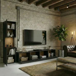 Parete attrezzata 226x140h cm nero rovere Fusion 1