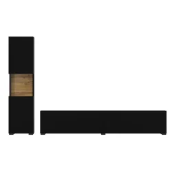 Parete attrezzata 226x140h cm nero rovere Fusion 1