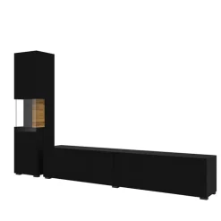 Parete attrezzata 226x140h cm nero rovere Fusion 1