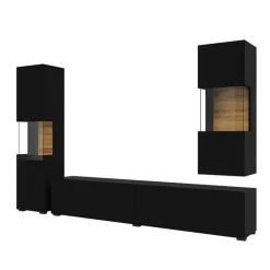 Parete attrezzata 226x140h cm nero rovere Fusion 2