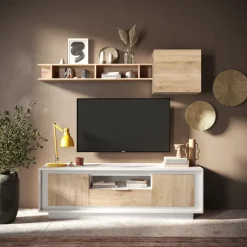 Parete attrezzata 180x200h cm rovere chiaro Deluxe