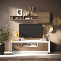 Parete attrezzata 180x200h cm rovere scuro Deluxe