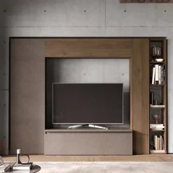 Parete attrezzata 249x186h cm salvaspazio marrone bronzo rovere scuro Sunset 9