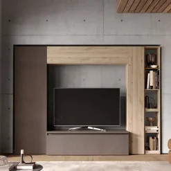 Parete attrezzata 249x186h cm salvaspazio marrone rovere chiaro Sunset 9