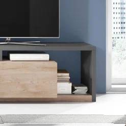Parete attrezzata 219x205h cm soggiorno rovere antracite Megan Gihome®