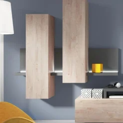Parete attrezzata 219x205h cm soggiorno rovere antracite Megan Gihome®