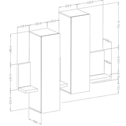 Parete attrezzata 219x205h cm soggiorno rovere antracite Megan Gihome®