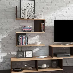Parete attrezzata 180x165h cm soggiorno rovere chiaro e scuro Jessica