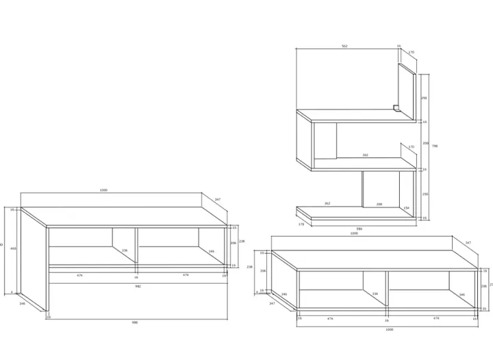 Parete attrezzata 180x165h cm soggiorno rovere chiaro e scuro Jessica