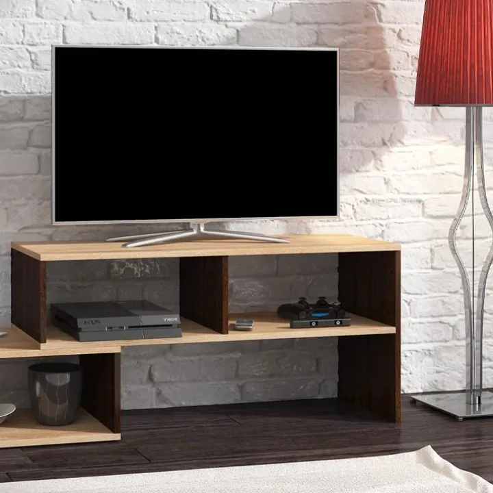 Parete attrezzata 180x165h cm soggiorno rovere chiaro e scuro Jessica