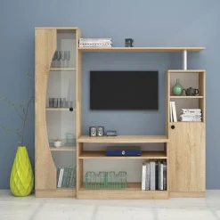 Parete attrezzata 160x160h cm soggiorno rovere Alicante