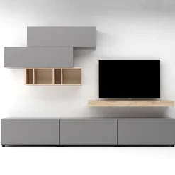 Parete attrezzata 270x183h cm soggiorno rovere antracite America Gihome®