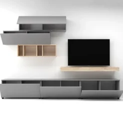 Parete attrezzata 270x183h cm soggiorno rovere antracite America Gihome®