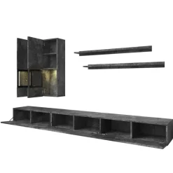 Parete attrezzata 270x176h cm soggiorno ossido nero Emotion Gihome®