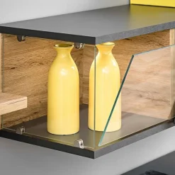 Parete attrezzata 240x150h cm soggiorno rovere antracite Oviedo Gihome®