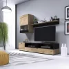 Parete attrezzata 175x170h cm soggiorno rovere nero opaco Oden