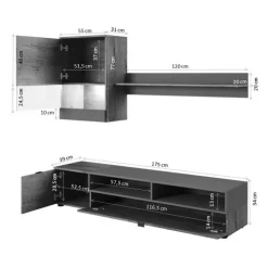 Parete attrezzata 175x170h cm soggiorno rovere nero opaco Oden