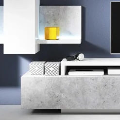 Parete attrezzata 219x205h cm soggiorno bianco opaco Megan Gihome®