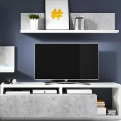 Parete attrezzata 219x205h cm soggiorno bianco opaco Megan Gihome®