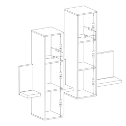 Parete attrezzata 219x205h cm soggiorno bianco opaco Megan Gihome®