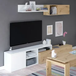 Parete attrezzata 220x135h cm soggiorno rovere bianco artico Patrol