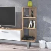 Parete attrezzata 152x97h cm soggiorno rovere bianco lucido Isabel