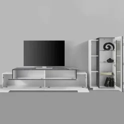 Parete attrezzata 290X121h cm soggiorno bianco ossido Milos Gihome®