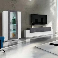 Parete attrezzata 290X121h cm soggiorno bianco ossido Milos Gihome®