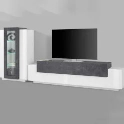 Parete attrezzata 290X121h cm soggiorno bianco ossido Milos Gihome®